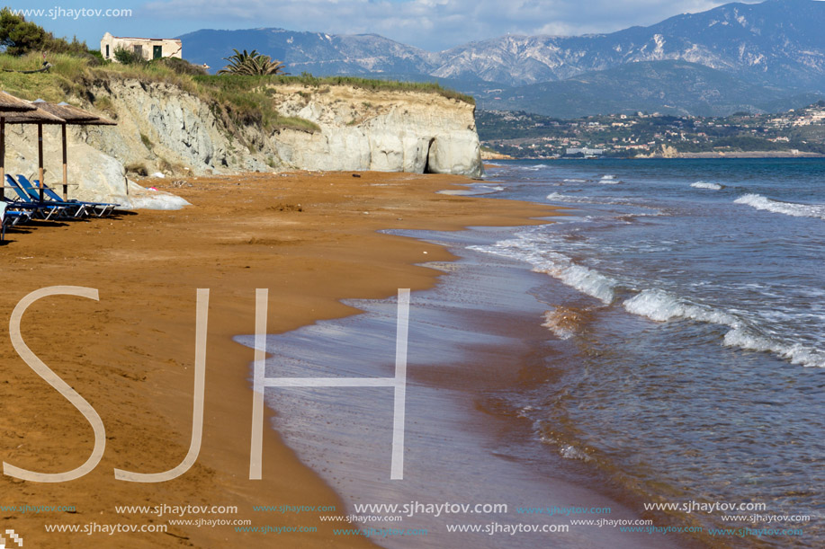 amazing seascape of Xi Beach,beach with red sand in Kefalonia, Ionian islands, Greece