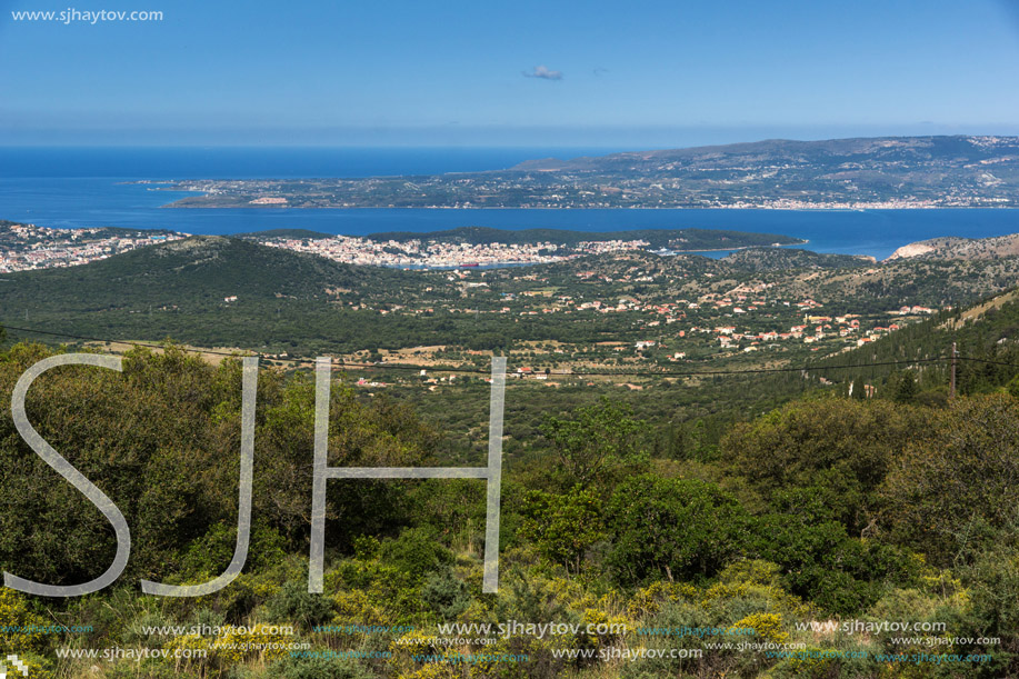 Amazing panoramic view of Argostoli town, Kefalonia, Ionian islands, Greece