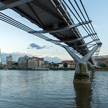 LONDON, ENGLAND - JUNE 17 2016: Twilight on The Shard  skyscraper, Tate Modern Gallery and Thames River, London, United Kingdom