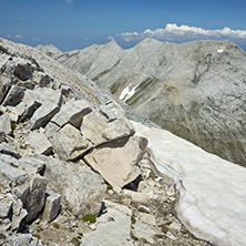 Landscape to Kutelo peak and koncheto from Vihren, Pirin Mountain, Bulgaria
