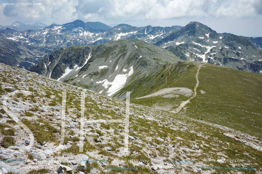 Amazing Landscape with The trail for climbing a Vihren peak, Pirin Mountain, Bulgaria