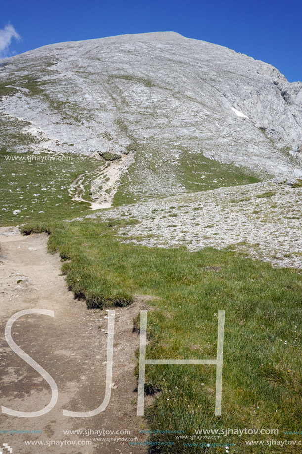 Amazing view of Rocky hills of Vihren Peak, Pirin Mountain, Bulgaria