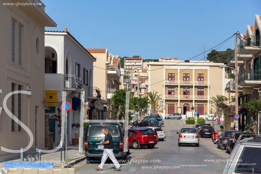ARGOSTOLI, KEFALONIA, GREECE - MAY 26 2015:  Building of town hall in Argostoli, Kefalonia, Ionian islands, Greece
