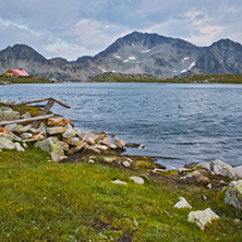 Amazing Sunset over Tevno Lake and Kamenitsa peak, Pirin Mountain, Bulgaria
