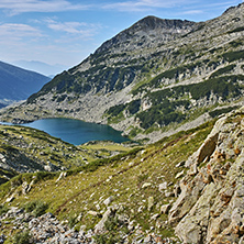 Amazing Panorama with green hils and Mitrovo lake, Pirin Mountain, Bulgaria