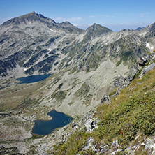 Amazing View of Kamenitsa  peak, Argirovo and Mitrovo lake from Dzhano, Pirin Mountain, Bulgaria