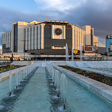 SOFIA, BULGARIA - JULY 3, 2016: Sunset view of National Palace of Culture in Sofia, Bulgaria