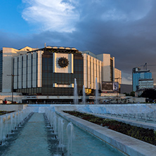 SOFIA, BULGARIA - JULY 3, 2016: Sunset view of National Palace of Culture in Sofia, Bulgaria