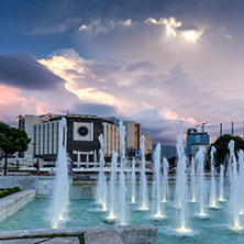 SOFIA, BULGARIA - JULY 3, 2016: Sunset view of National Palace of Culture in Sofia, Bulgaria