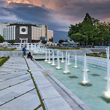 SOFIA, BULGARIA - JULY 3, 2016: Sunset view of National Palace of Culture in Sofia, Bulgaria