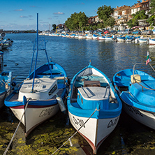 SOZOPOL, BULGARIA - JULY 12, 2016: Panorama of port of town of Sozopol, Burgas Region, Bulgaria