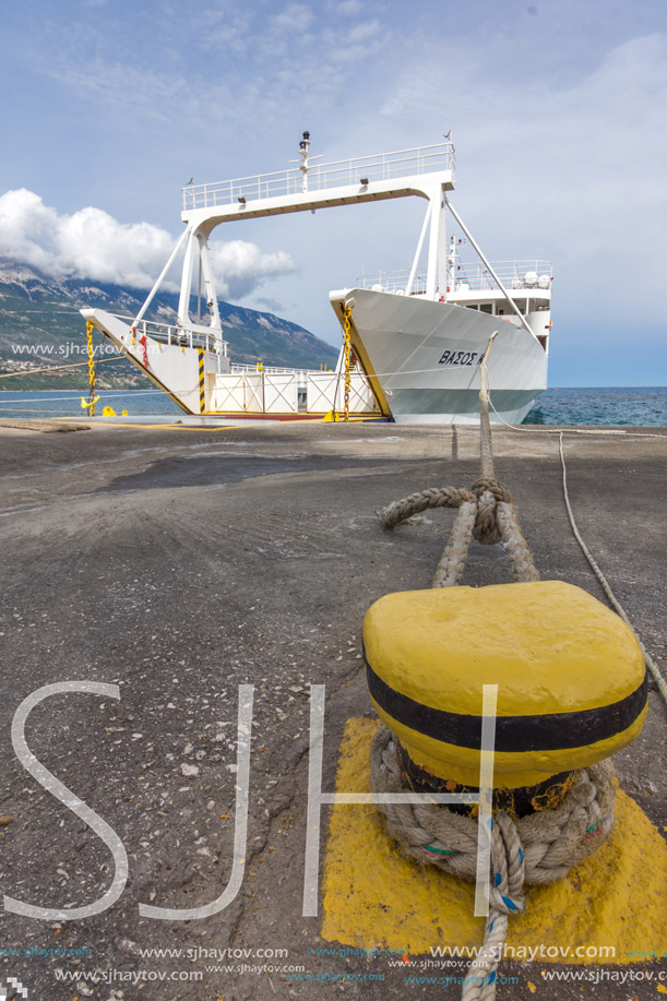 PESADA, KEFALONIA, GREECE - MAY 26 2015:  Panorama of Port of town of Sami, Kefalonia, Ionian islands, Greece