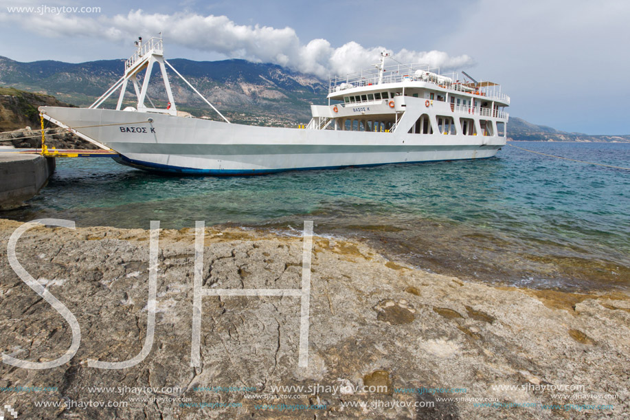 PESADA, KEFALONIA, GREECE - MAY 26 2015:  Panorama of Port of town of Sami, Kefalonia, Ionian islands, Greece