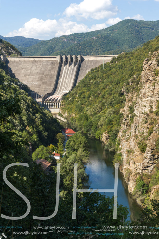 Dam of the Vacha (Antonivanovtsy) Reservoir, Rhodopes Mountain, Bulgaria