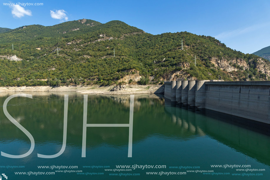 Dam of the Vacha (Antonivanovtsy) Reservoir, Rhodopes Mountain, Bulgaria