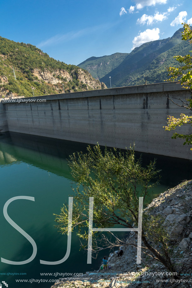 Dam of the Vacha (Antonivanovtsy) Reservoir, Rhodopes Mountain, Bulgaria