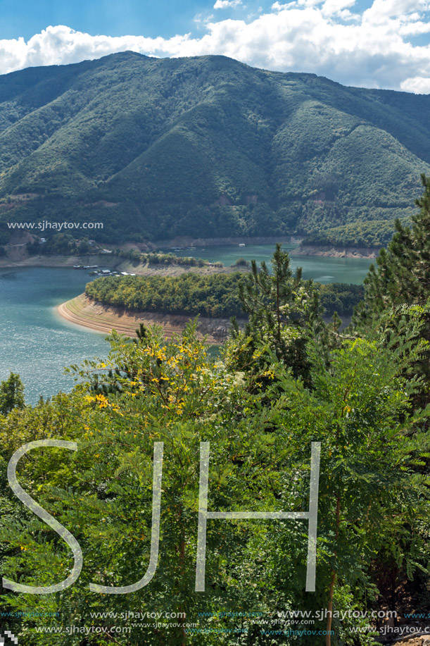 Amazing Panorama of Meander of Vacha (Antonivanovtsy) Reservoir, Rhodopes Mountain, Bulgaria