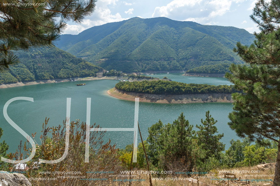 View of Meander of Vacha (Antonivanovtsy) Reservoir, Rhodopes Mountain, Bulgaria