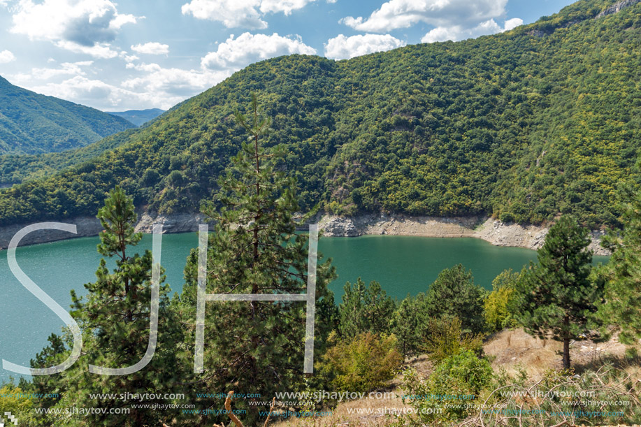 Amazing view of Meander of Vacha (Antonivanovtsy) Reservoir, Rhodopes Mountain, Bulgaria