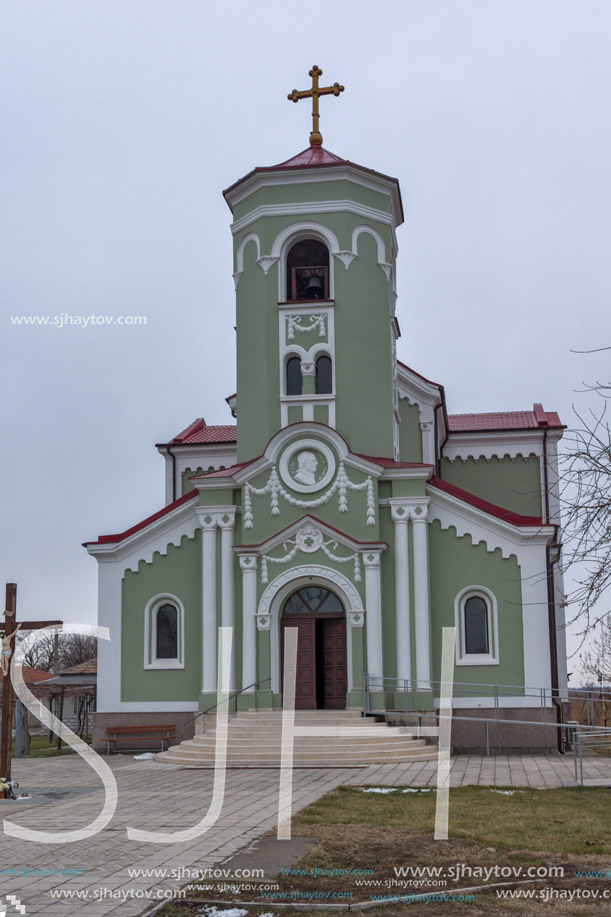 RAKOVSKI, BULGARIA - DECEMBER 31 2016: The Roman Catholic church Immaculate Conception of the Virgin Mary in town of Rakovski, Bulgaria