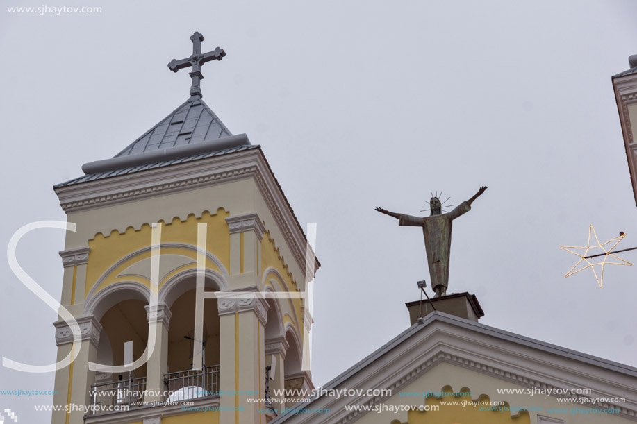 RAKOVSKI, BULGARIA - DECEMBER 31 2016: The Roman Catholic church Most holy Heart of Jesus in town of Rakovski, Bulgaria