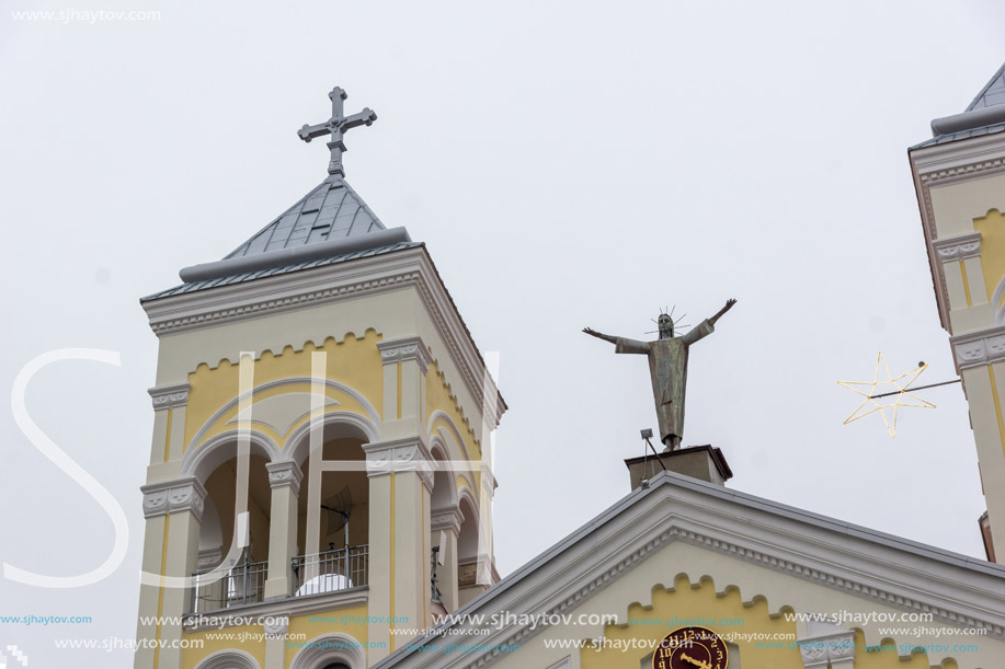 RAKOVSKI, BULGARIA - DECEMBER 31 2016: The Roman Catholic church Most holy Heart of Jesus in town of Rakovski, Bulgaria