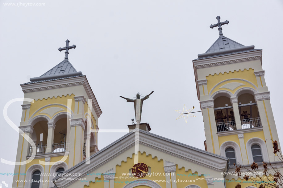 RAKOVSKI, BULGARIA - DECEMBER 31 2016: The Roman Catholic church Most holy Heart of Jesus in town of Rakovski, Bulgaria