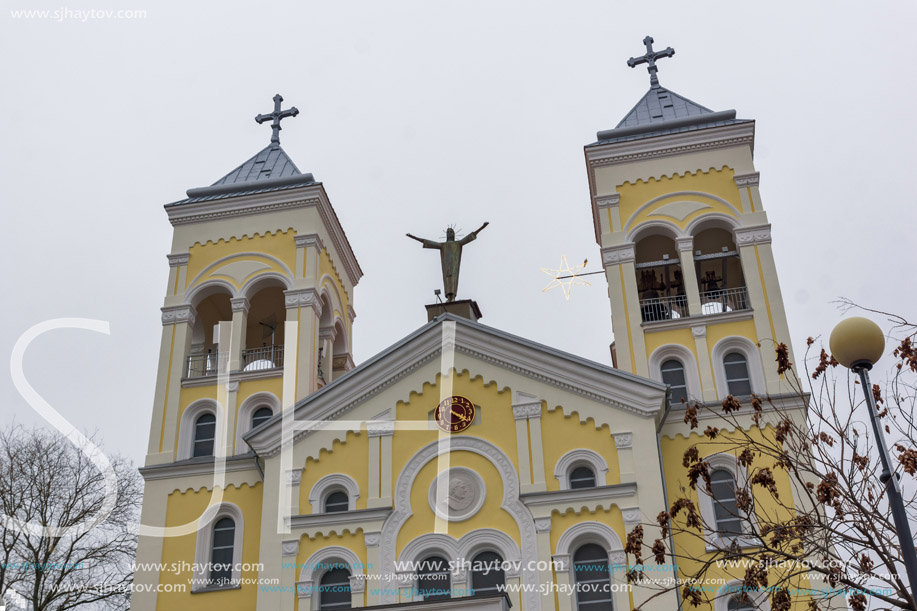 RAKOVSKI, BULGARIA - DECEMBER 31 2016: The Roman Catholic church Most holy Heart of Jesus in town of Rakovski, Bulgaria