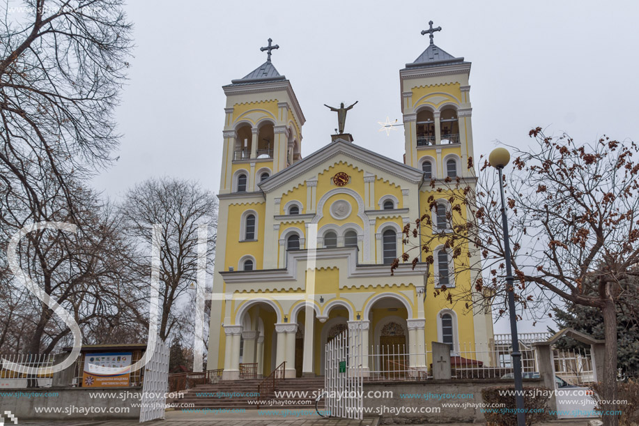 RAKOVSKI, BULGARIA - DECEMBER 31 2016: The Roman Catholic church Most holy Heart of Jesus in town of Rakovski, Bulgaria