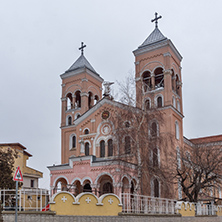 RAKOVSKI, BULGARIA - DECEMBER 31 2016: The Roman Catholic church of St Michael the Archangel in town of Rakovski, Bulgaria