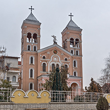 RAKOVSKI, BULGARIA - DECEMBER 31 2016: The Roman Catholic church of St Michael the Archangel in town of Rakovski, Bulgaria