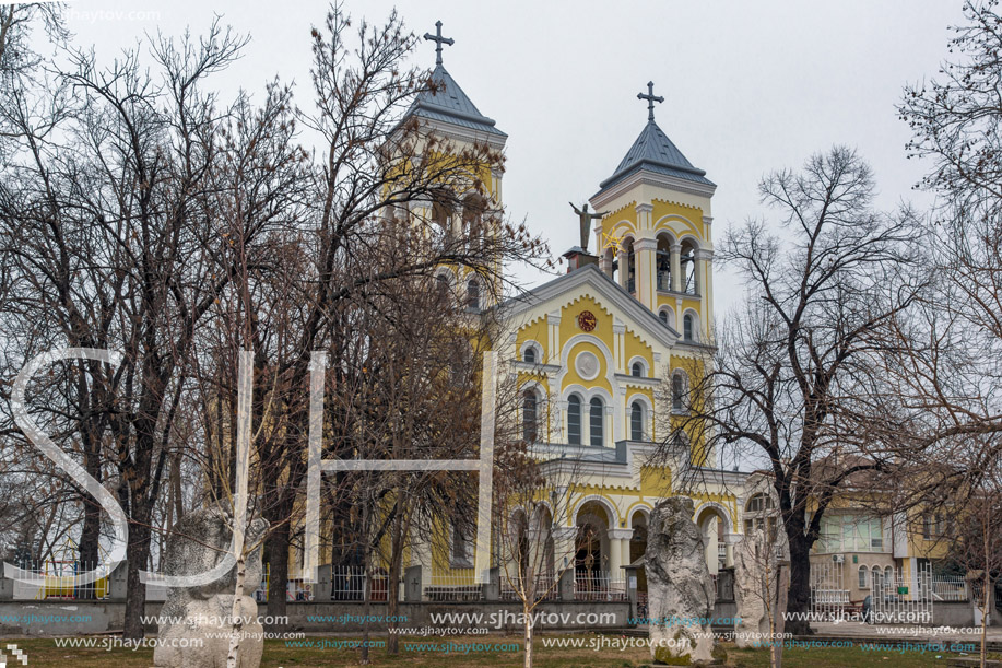 RAKOVSKI, BULGARIA - DECEMBER 31 2016: The Roman Catholic church Most holy Heart of Jesus in town of Rakovski, Bulgaria