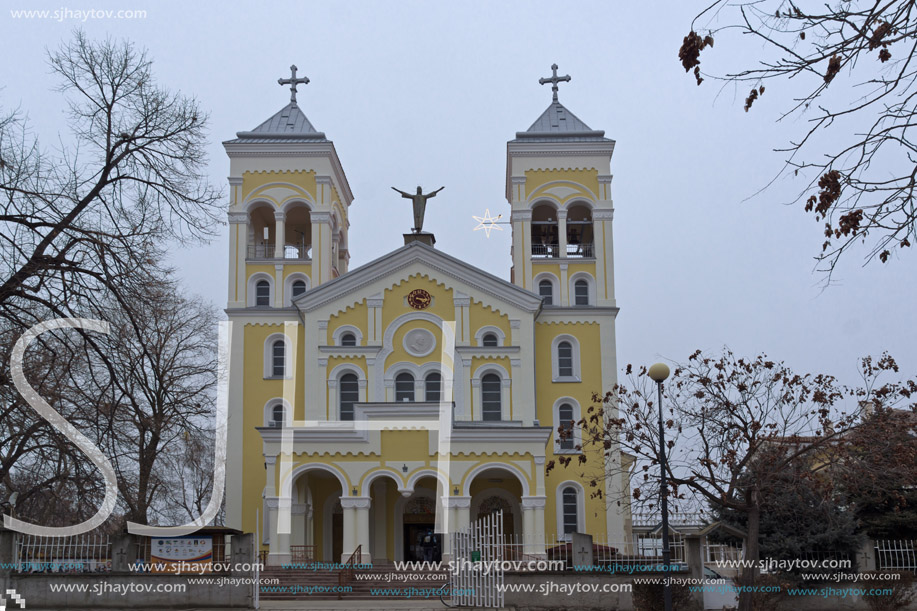 RAKOVSKI, BULGARIA - DECEMBER 31 2016: The Roman Catholic church Most holy Heart of Jesus in town of Rakovski, Bulgaria
