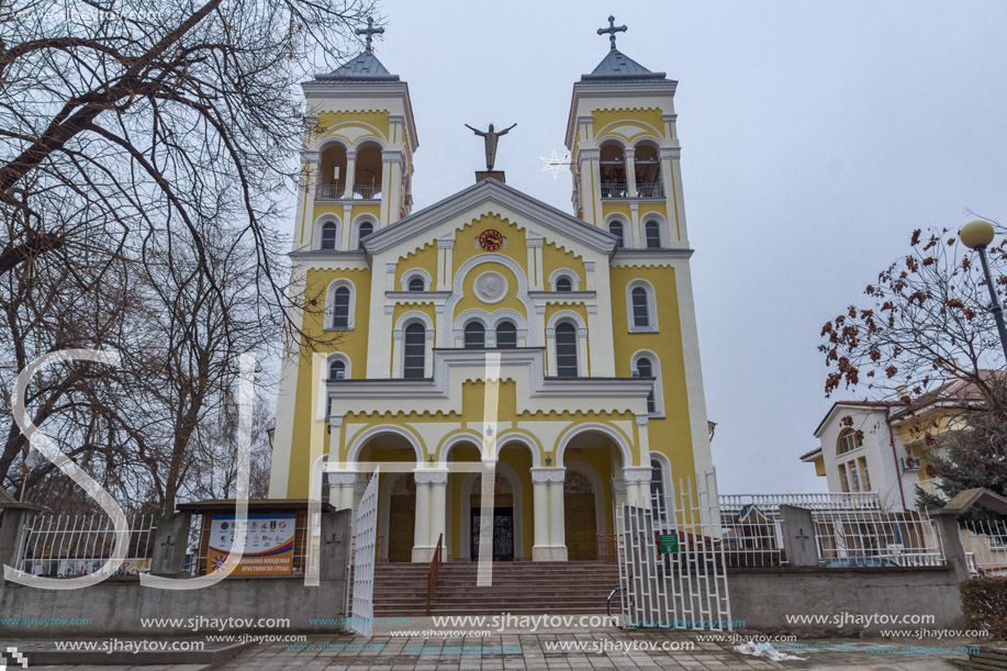 RAKOVSKI, BULGARIA - DECEMBER 31 2016: The Roman Catholic church Most holy Heart of Jesus in town of Rakovski, Bulgaria