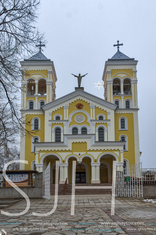 RAKOVSKI, BULGARIA - DECEMBER 31 2016: The Roman Catholic church Most holy Heart of Jesus in town of Rakovski, Bulgaria