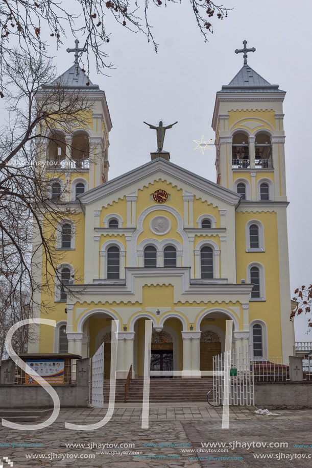 RAKOVSKI, BULGARIA - DECEMBER 31 2016: The Roman Catholic church Most holy Heart of Jesus in town of Rakovski, Bulgaria