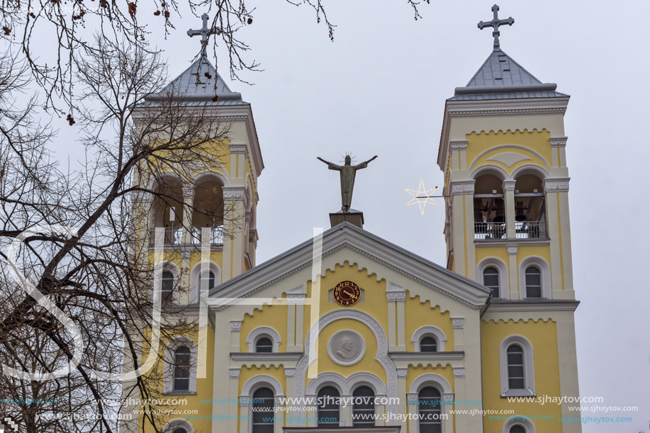 RAKOVSKI, BULGARIA - DECEMBER 31 2016: The Roman Catholic church Most holy Heart of Jesus in town of Rakovski, Bulgaria