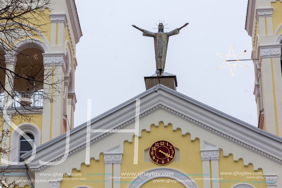 RAKOVSKI, BULGARIA - DECEMBER 31 2016: The Roman Catholic church Most holy Heart of Jesus in town of Rakovski, Bulgaria