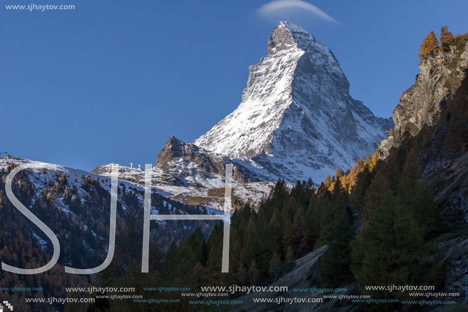 Amazing view of mount Matterhorn, Canton of Valais, Alps, Switzerland