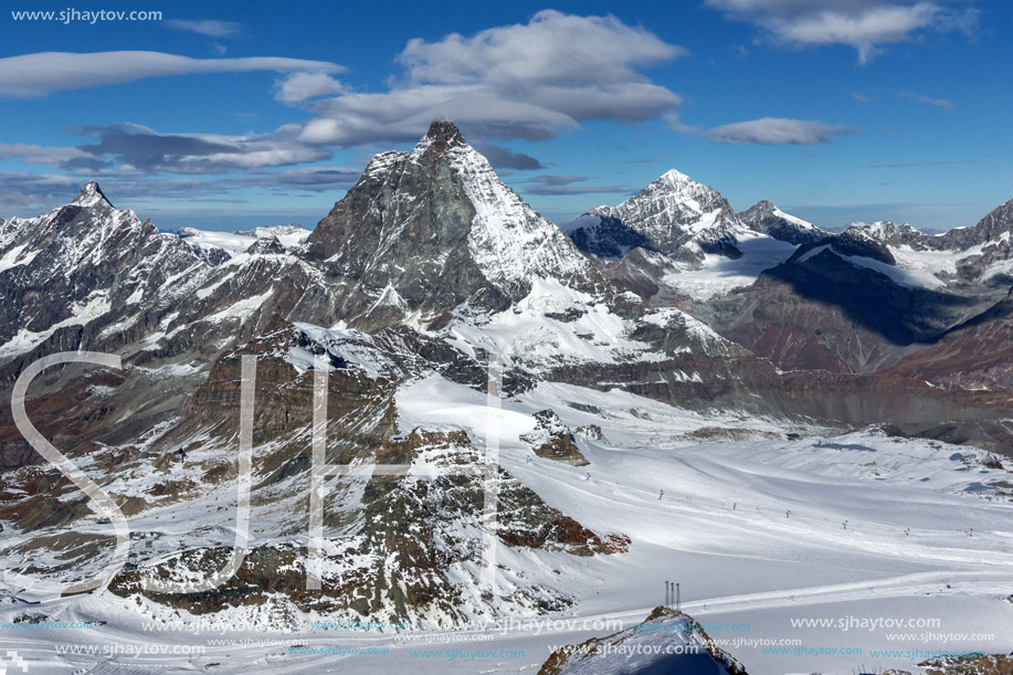 Panoramic view of mount Matterhorn, Canton of Valais, Alps, Switzerland