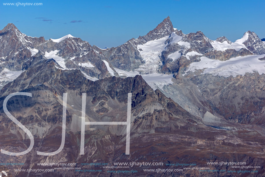 Amazing Panorama to Swiss Alps from matterhorn glacier paradise to Alps, Switzerland
