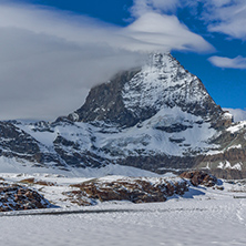 Winter view of mount Matterhorn, Canton of Valais, Alps, Switzerland