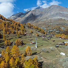 Amazing Autumn panorama near Zermatt, Canton of Valais, Switzerland