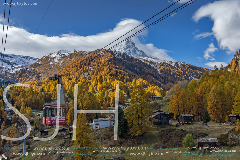 Autumn Landscape of Mount Matterhorn, Canton of Valais, Switzerland