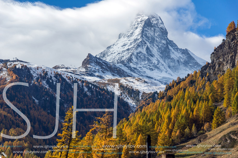 Autumn panorama of Mount Matterhorn, Canton of Valais, Switzerland