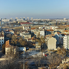 PLOVDIV, BULGARIA - JANUARY 2 2017: Panorama to City of Plovdiv from nebet tepe hill, Bulgaria