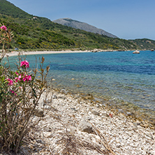 Small beach with blue waters in Kefalonia, Ionian Islands, Greece