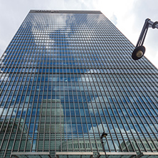 LONDON, ENGLAND - JUNE 17 2016: Business building and skyscraper in Canary Wharf, London, England, Great Britain