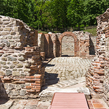 Ruins of entrance of roman bath in ancient Diocletianopolis, town of Hisarya, Plovdiv Region, Bulgaria