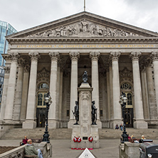 LONDON, ENGLAND - JUNE 18 2016: The Royal Exchange in city of London, England, Great Britain